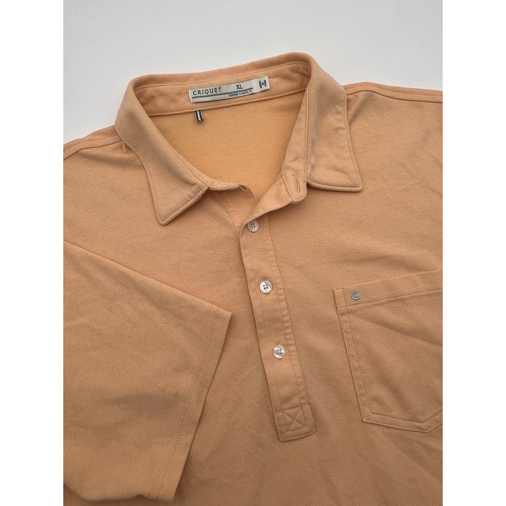 Criquet Polo Golf Shirt Men XL Orange/Peach Short Sleeve Pocket Cotton/Polyester